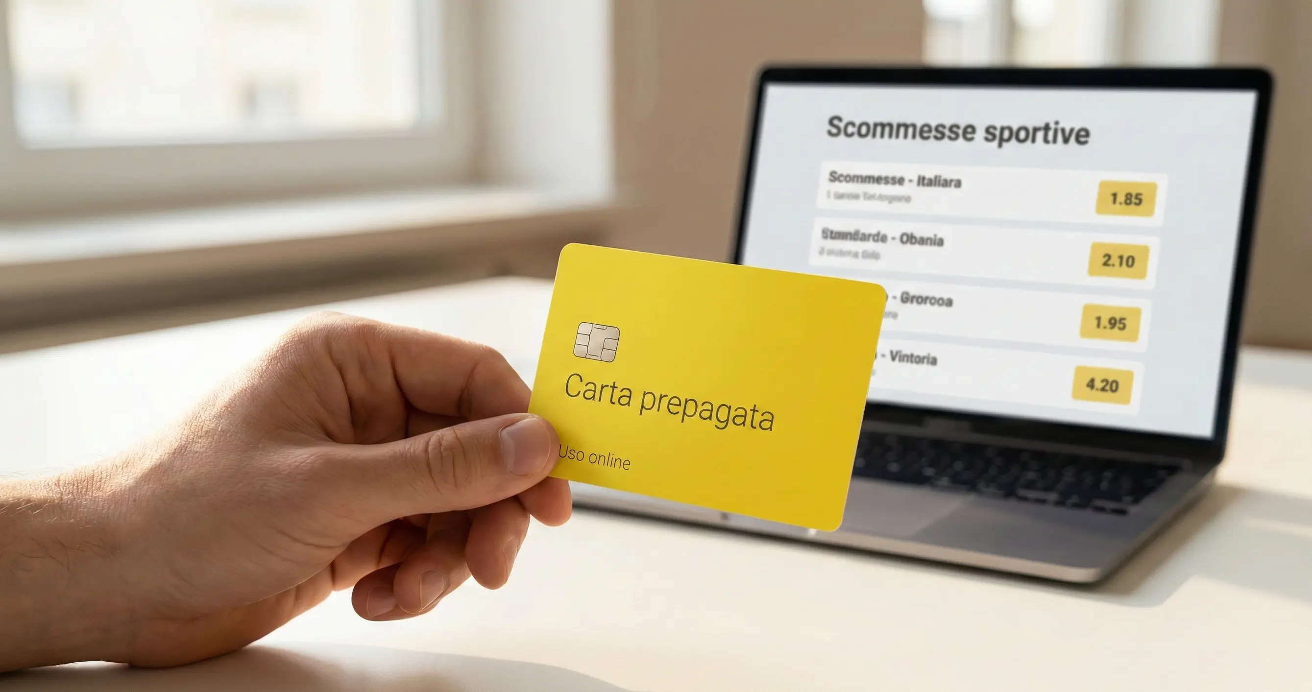 Carta prepagata gialla per pagamenti online sicuri