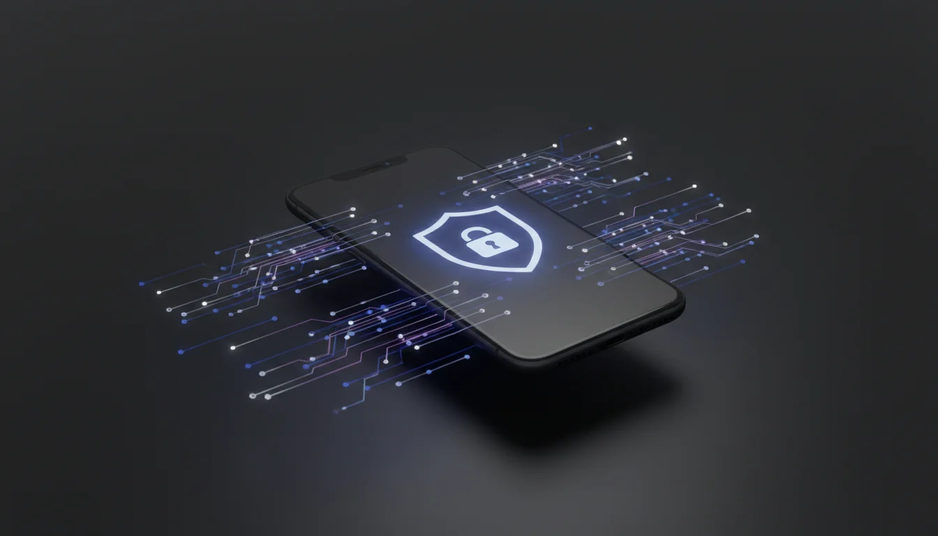 Icona di sicurezza con lucchetto e smartphone protetto