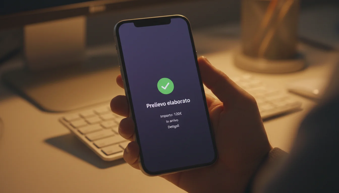 Notifica di prelievo elaborato su smartphone