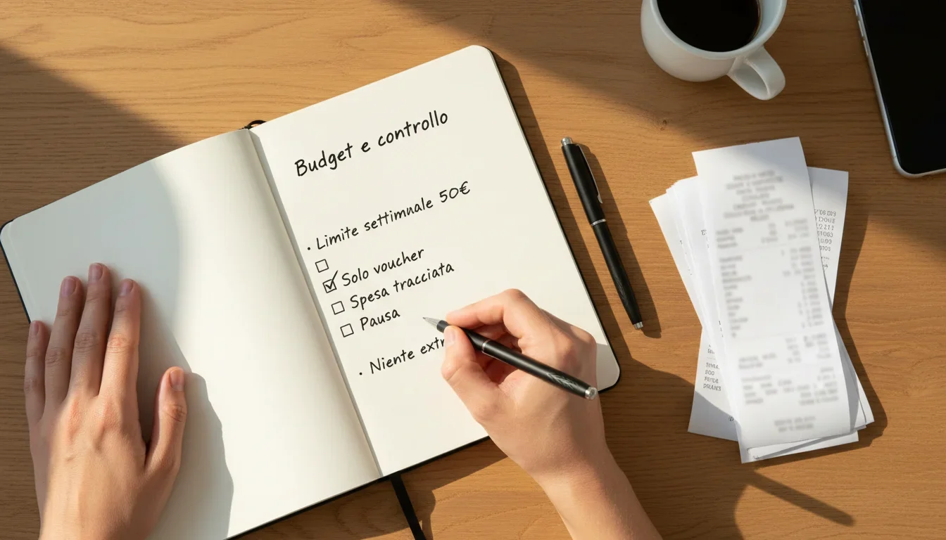 Persona che pianifica budget su quaderno