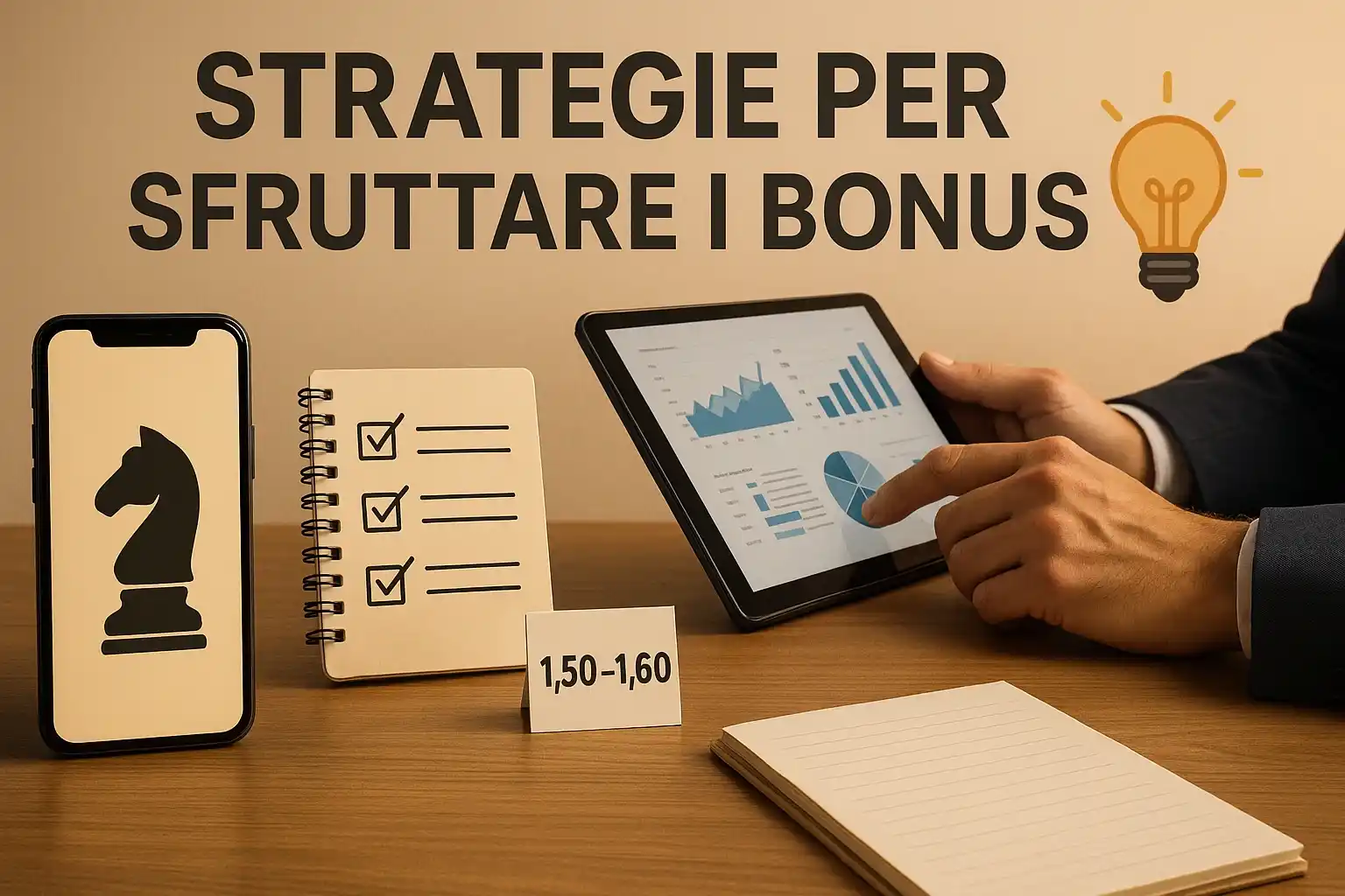 Strategie per sfruttare bonus scommesse: pianificazione con scacchi, checklist e quote 1.50-1.60 su tablet
